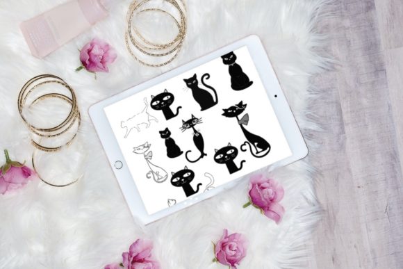 10 Beautiful Cat Brush Stamps V3