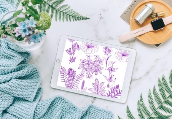 15 Beautiful Flowers Brush Stamps V16