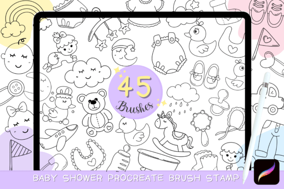 Baby Shower Doodle Brush Set for Procreate