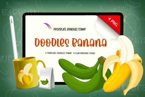 Elevate Your Digital Art with Banana Doodles Brush Stamp Procreate