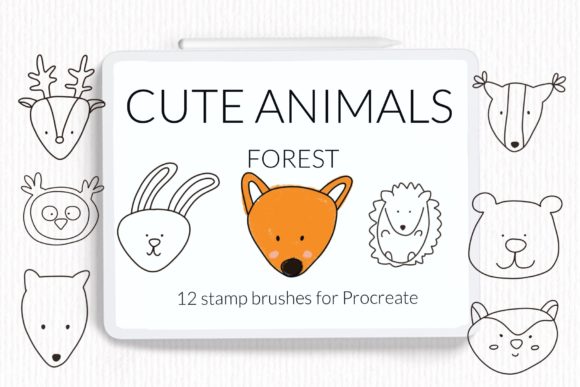 Forest Animals Doodle Stamps for Procreate