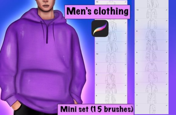 Men’s Clothing Stamp mini Set 15 Brush: Streamlining Fashion Illustration in Procreate