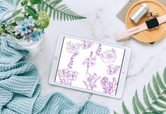 Strategic Visual Communication with 15 Beautiful Flowers Brush Stamps V 20