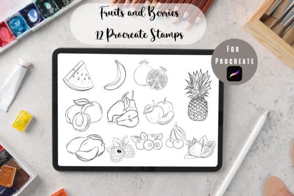 Strategic Visual Planning with Fruits and Berries Procreate Stamps