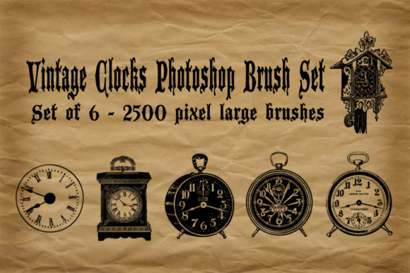Vintage Clocks Photoshop Brush Set: Elevate Your Retro Designs