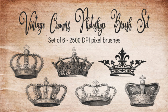 Vintage Crowns Photoshop Brush Set: A Retro Design Essential
