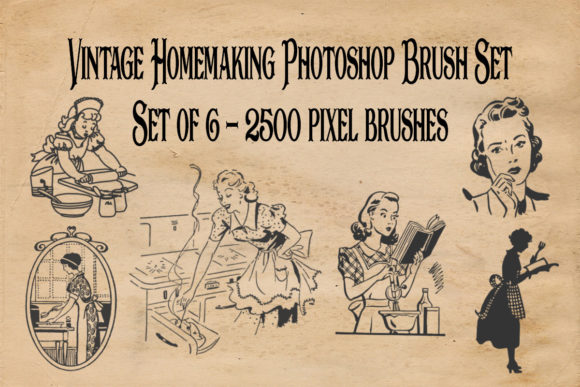 Vintage Homemaking Photoshop Brush Set